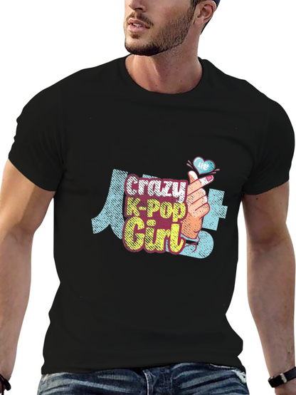 Crazy K-Pop Girl Graphic Tee Shirt