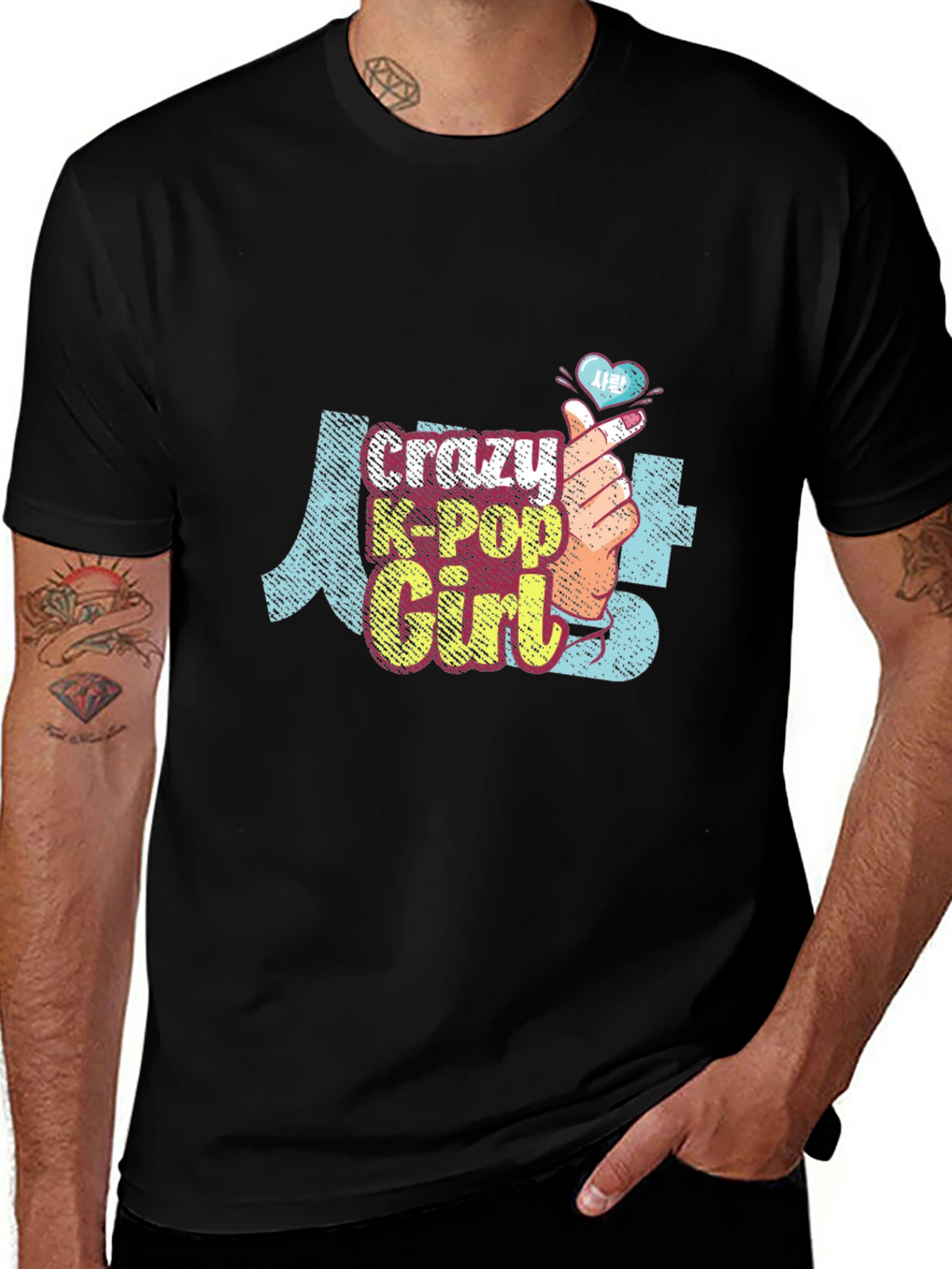 Crazy K-Pop Girl Graphic Tee Shirt