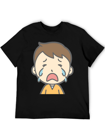 Sad Cartoon Boy Graphic T-Shirt