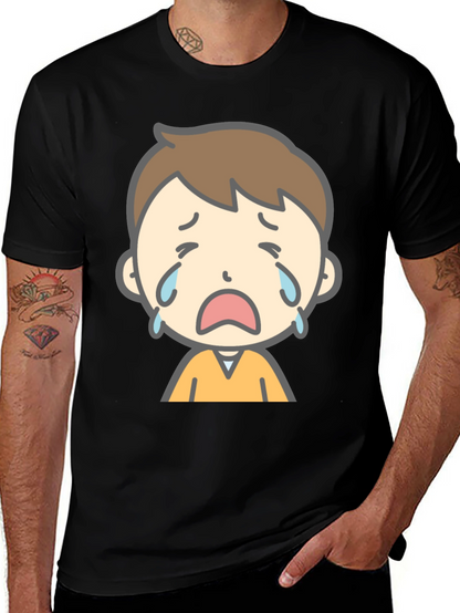 Sad Cartoon Boy Graphic T-Shirt