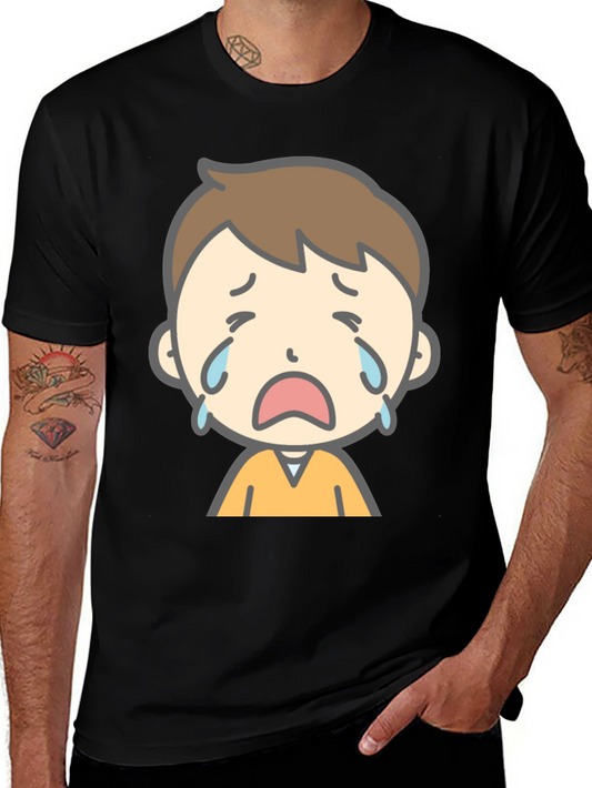 Sad Cartoon Boy Graphic T-Shirt
