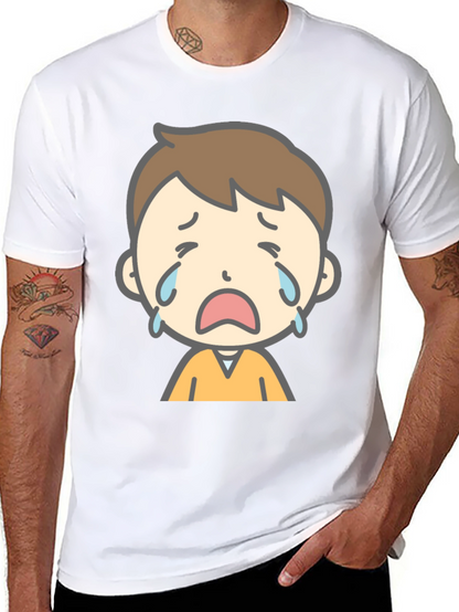 Sad Cartoon Boy Graphic T-Shirt