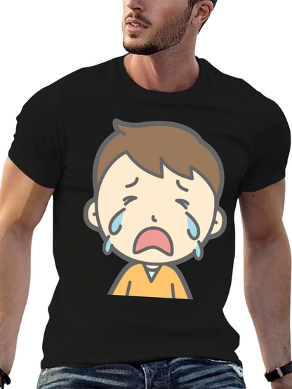 Sad Cartoon Boy Graphic T-Shirt