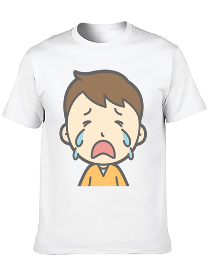 Sad Cartoon Boy Graphic T-Shirt