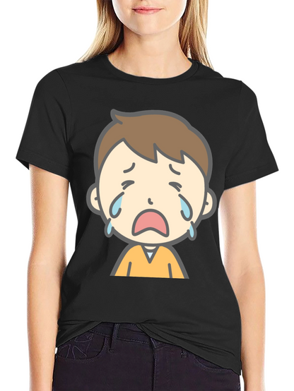 Sad Cartoon Boy Graphic T-Shirt