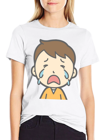 Sad Cartoon Boy Graphic T-Shirt