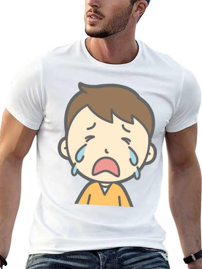 Sad Cartoon Boy Graphic T-Shirt
