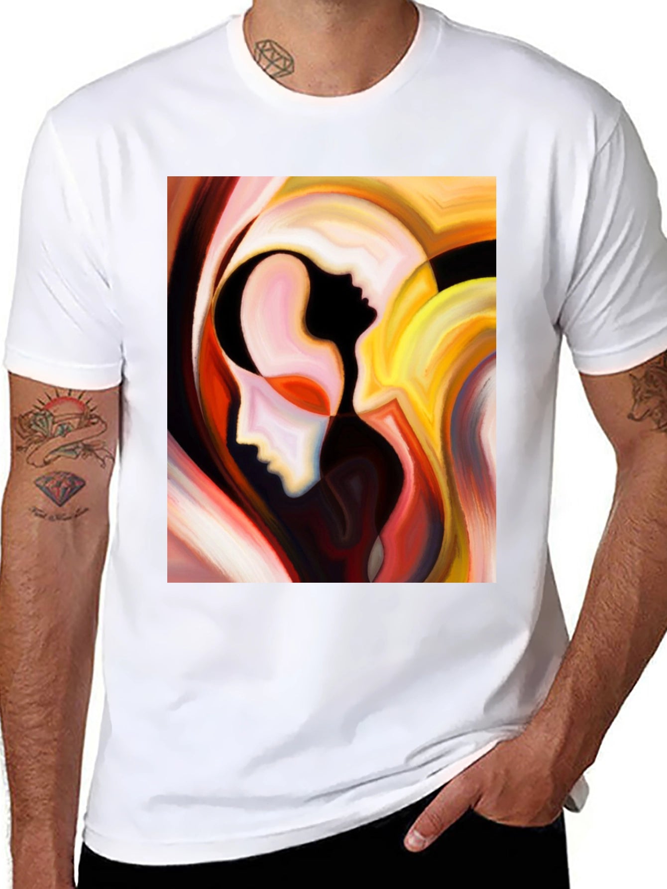 Abstract Faces Graphic T-Shirt - Modern Art Tee