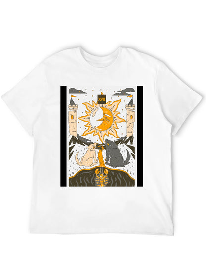 Moon Tarot Card T-Shirt - Lunar Wolves Design