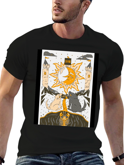 Moon Tarot Card T-Shirt - Lunar Wolves Design