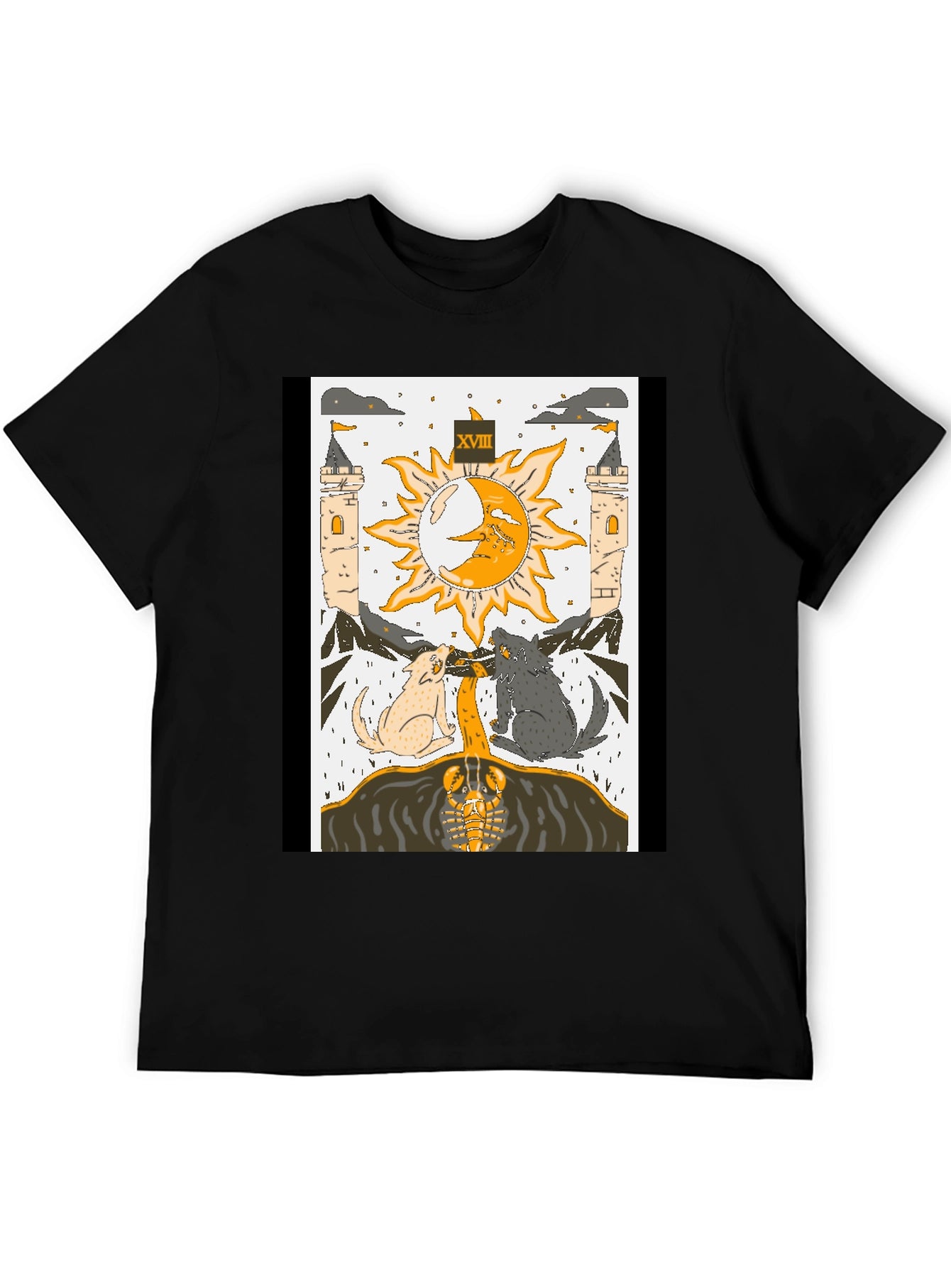 Moon Tarot Card T-Shirt - Lunar Wolves Design