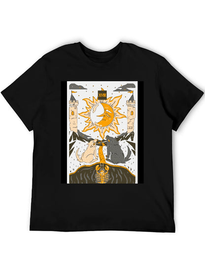 Moon Tarot Card T-Shirt - Lunar Wolves Design