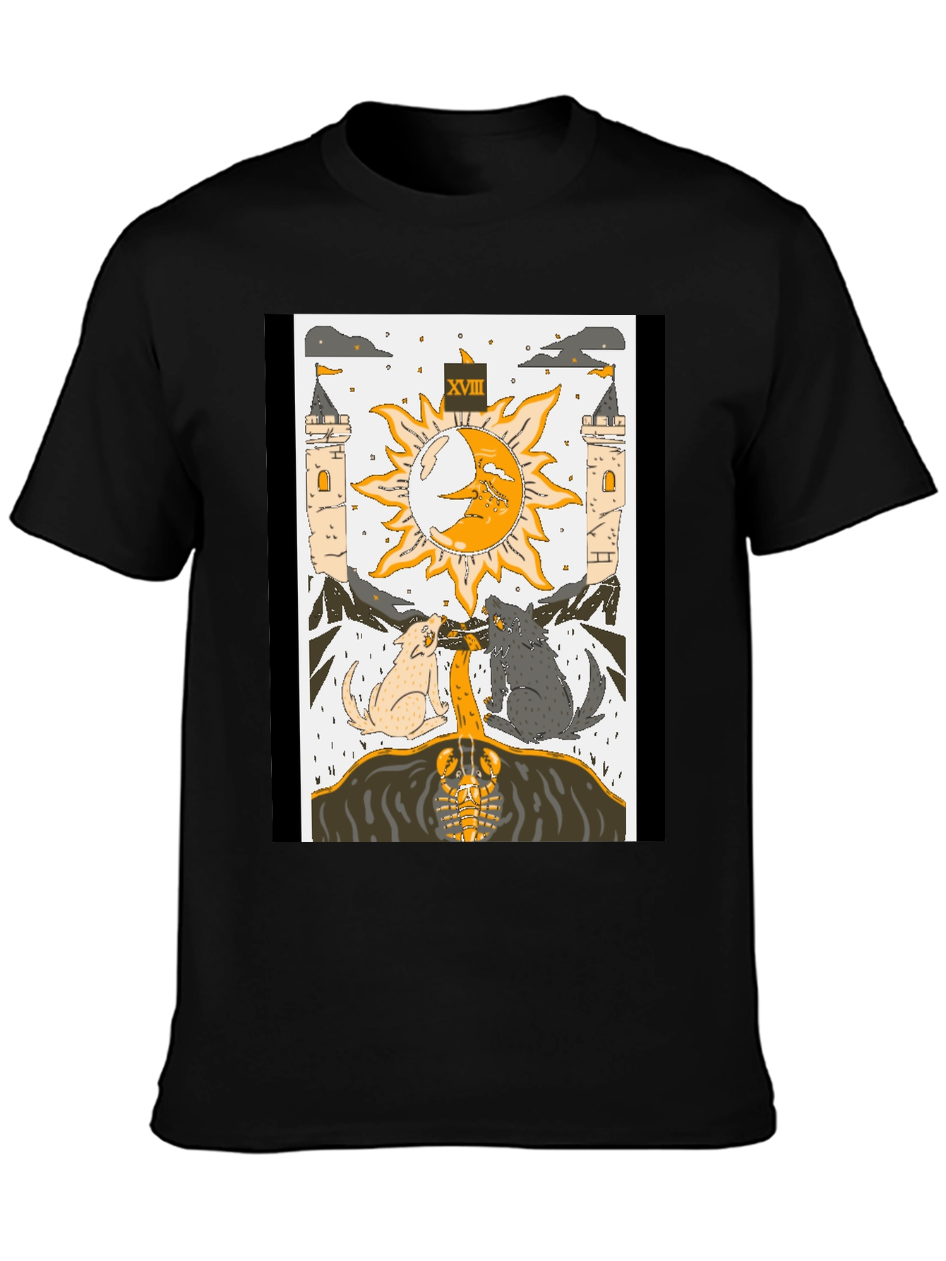 Moon Tarot Card T-Shirt - Lunar Wolves Design