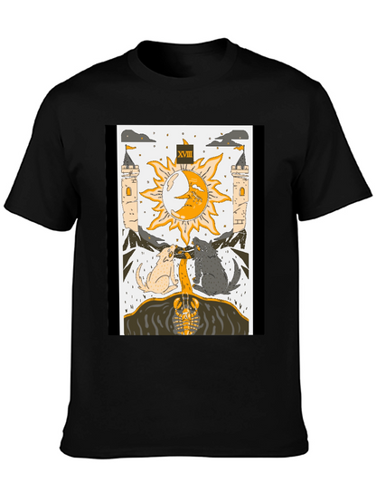Moon Tarot Card T-Shirt - Lunar Wolves Design