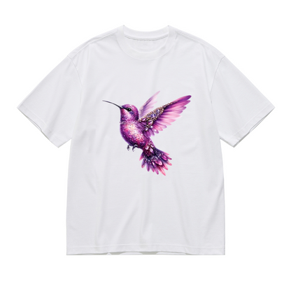 Sparkling Crystal Purple Hummingbird Glam Plus Size Women¡¯s Printed T-Shirt