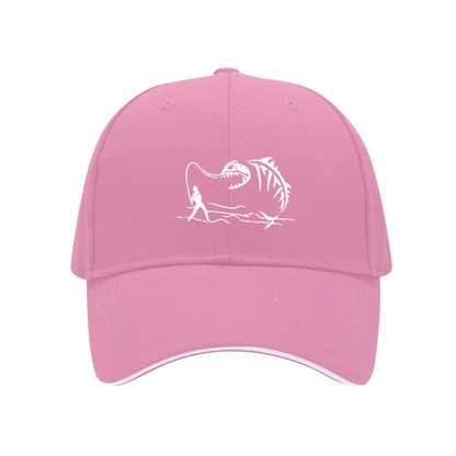 Giant Skeleton Monster Fisherman Graphic Navy Sandwich Baseball Cap