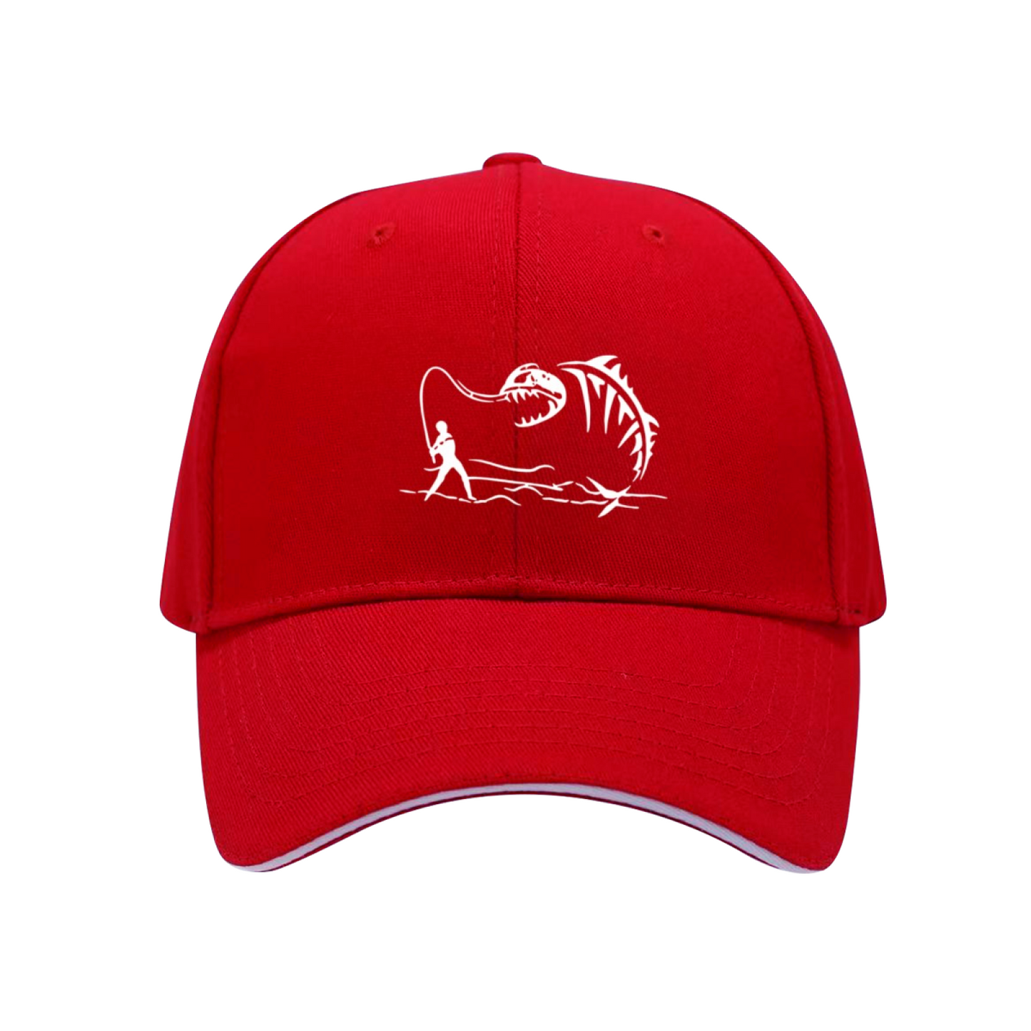 Giant Skeleton Monster Fisherman Graphic Navy Sandwich Baseball Cap