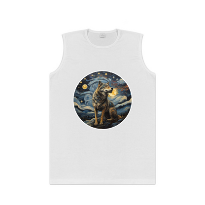 Starry Night Wolf Van Gogh Style Art Men¡¯s Sleeveless Tank
