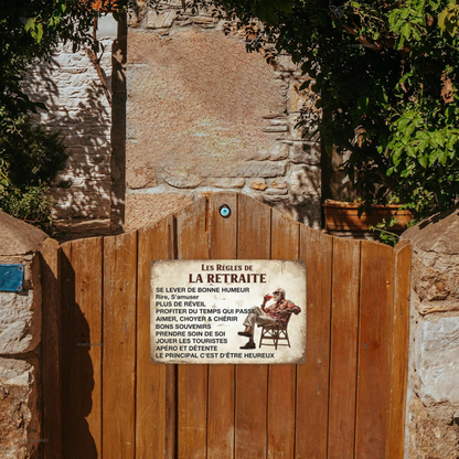 French Retirement Lifestyle Vintage Wall Sign