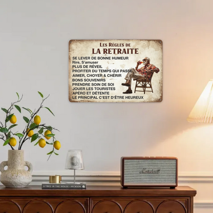 French Retirement Lifestyle Vintage Wall Sign