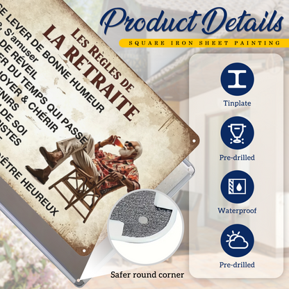 French Retirement Lifestyle Vintage Wall Sign
