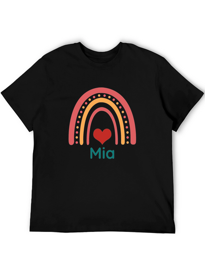 Mia Rainbow Heart Graphic Tee - Unisex Cotton Shirt