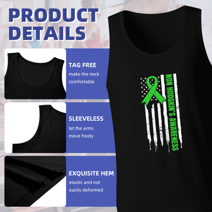 Non Hodgkin¡¯s Awareness Green Ribbon USA Flag Tank