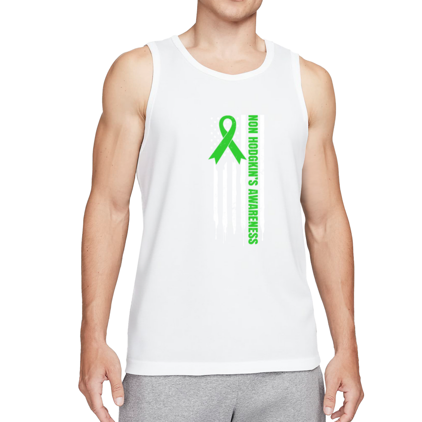 Non Hodgkin¡¯s Awareness Green Ribbon USA Flag Tank