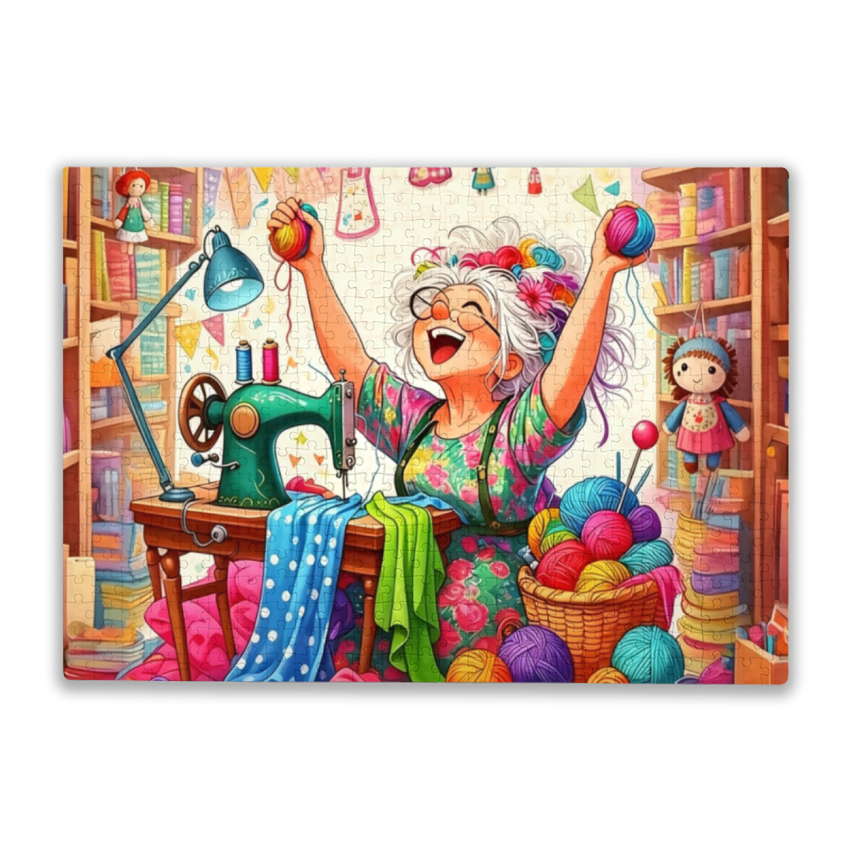 Joyful Seamstress Grandma¡¯s Colorful Sewing Studio Jigsaw Puzzle | 300/500/1000 Pieces