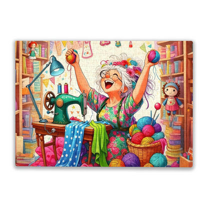 Joyful Seamstress Grandma¡¯s Colorful Sewing Studio Jigsaw Puzzle | 300/500/1000 Pieces