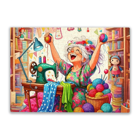 Joyful Seamstress Grandma¡¯s Colorful Sewing Studio Jigsaw Puzzle | 300/500/1000 Pieces