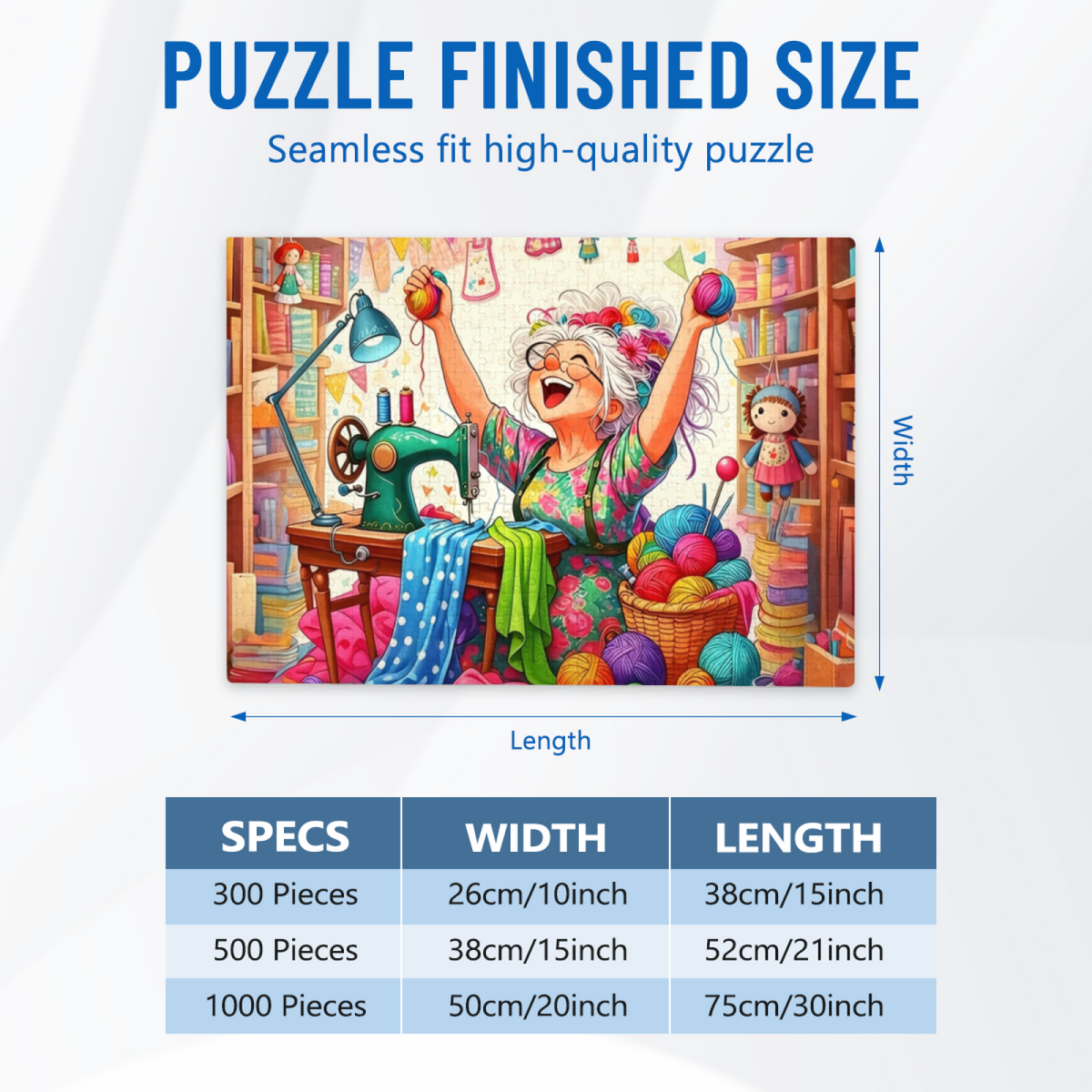 Joyful Seamstress Grandma¡¯s Colorful Sewing Studio Jigsaw Puzzle | 300/500/1000 Pieces