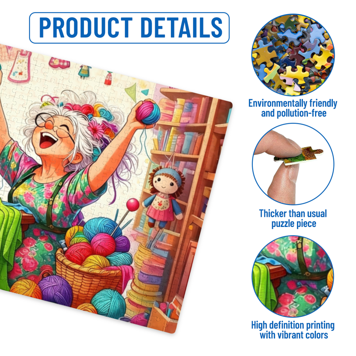 Joyful Seamstress Grandma¡¯s Colorful Sewing Studio Jigsaw Puzzle | 300/500/1000 Pieces