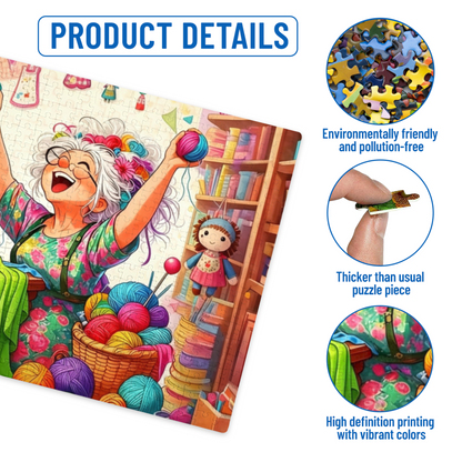 Joyful Seamstress Grandma¡¯s Colorful Sewing Studio Jigsaw Puzzle | 300/500/1000 Pieces