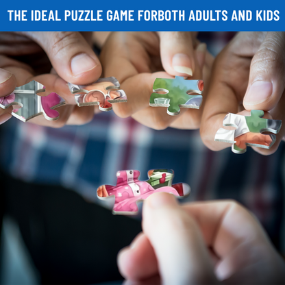 Funny Elderly Couple Backyard BBQ Summer Cartoon Puzzle | 300/500/1000 Pieces