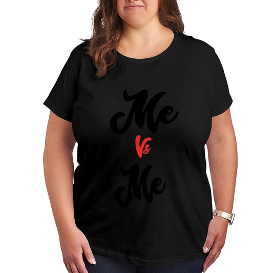 Bold Cursive Me Vs Me Self Love Mental Health Plus Size Black T-Shirt