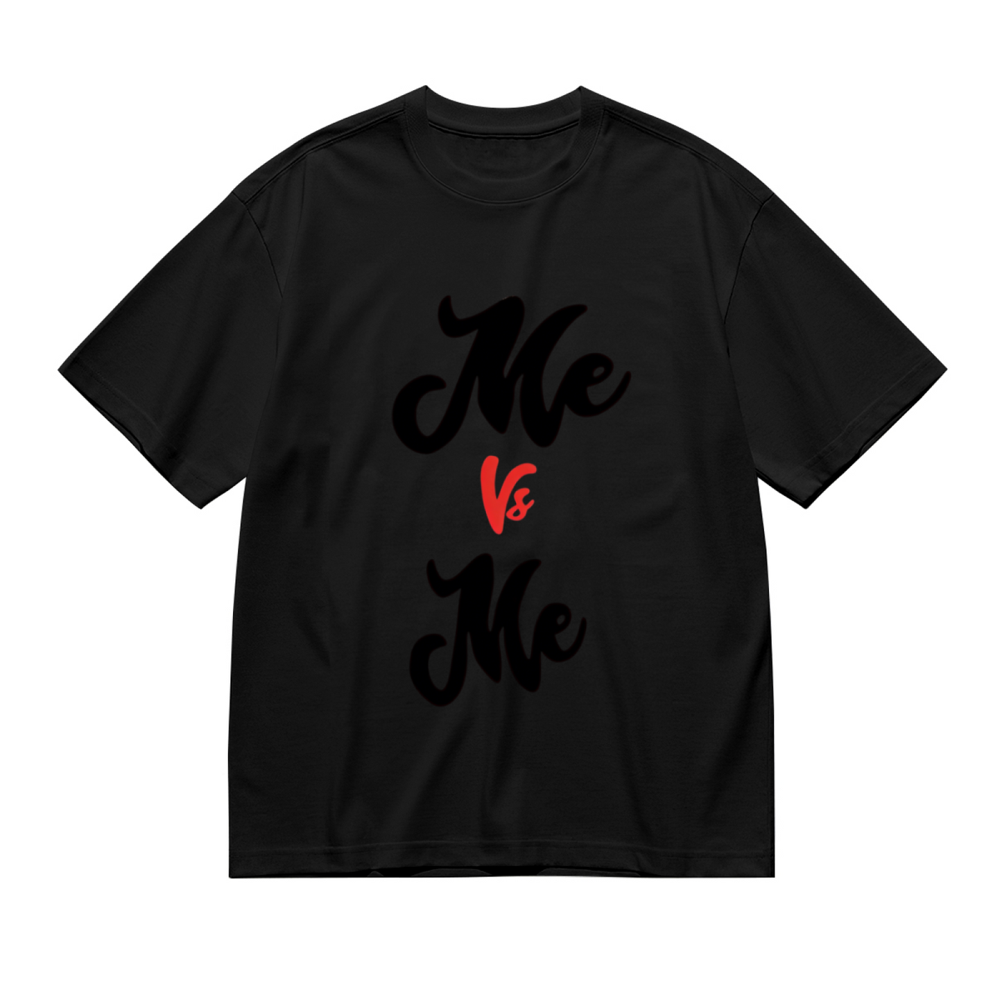 Bold Cursive Me Vs Me Self Love Mental Health Plus Size Black T-Shirt