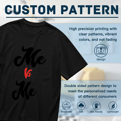 Bold Cursive Me Vs Me Self Love Mental Health Plus Size Black T-Shirt