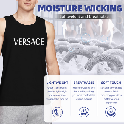 Classic Simple VERSACE Letter Print Streetwear Men Tank Top