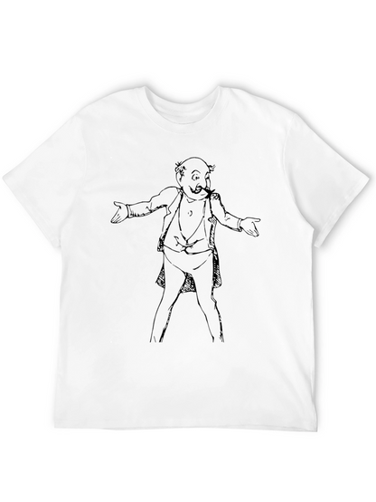 Cartoon Man Graphic Tee - Black Cotton T-Shirt