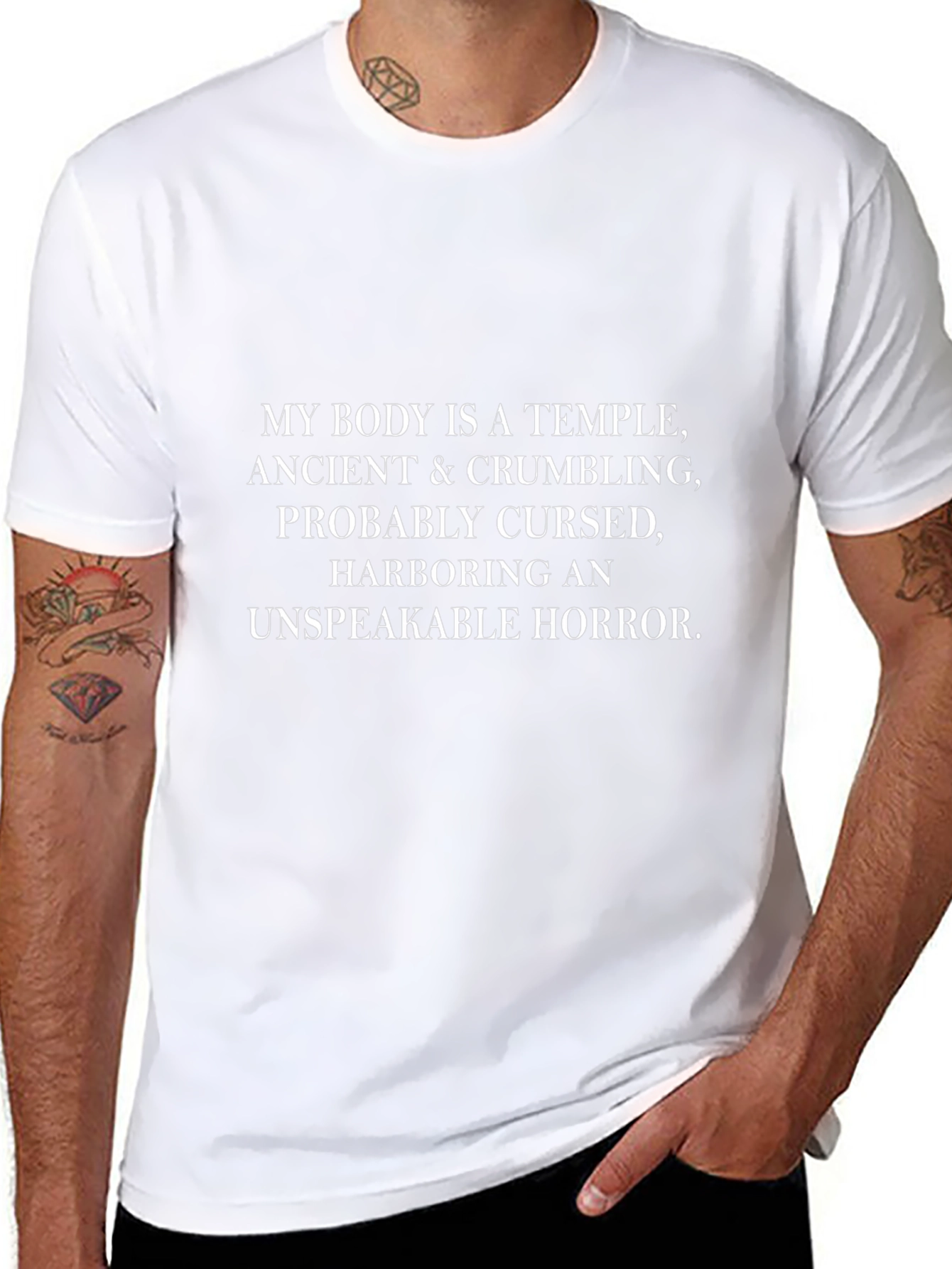 Humorous Temple Graphic T-Shirt