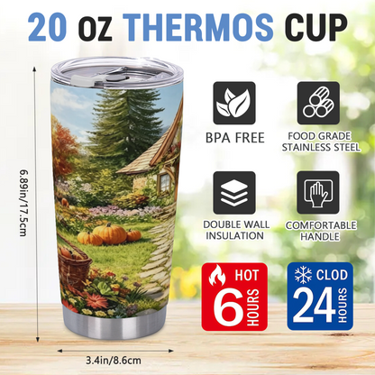 Charming Spring Cottage With Pink Tulip Garden 20oz Insulated Tumbler