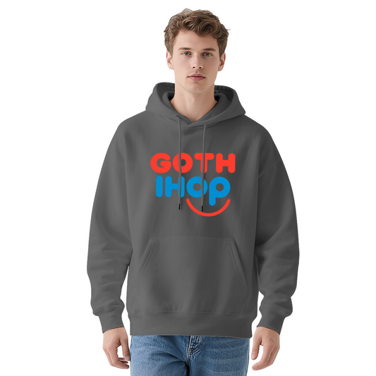 Retro GOTH IHOP Smile Colorful Print Hoodie, Men Daily Comfort Hooded Top