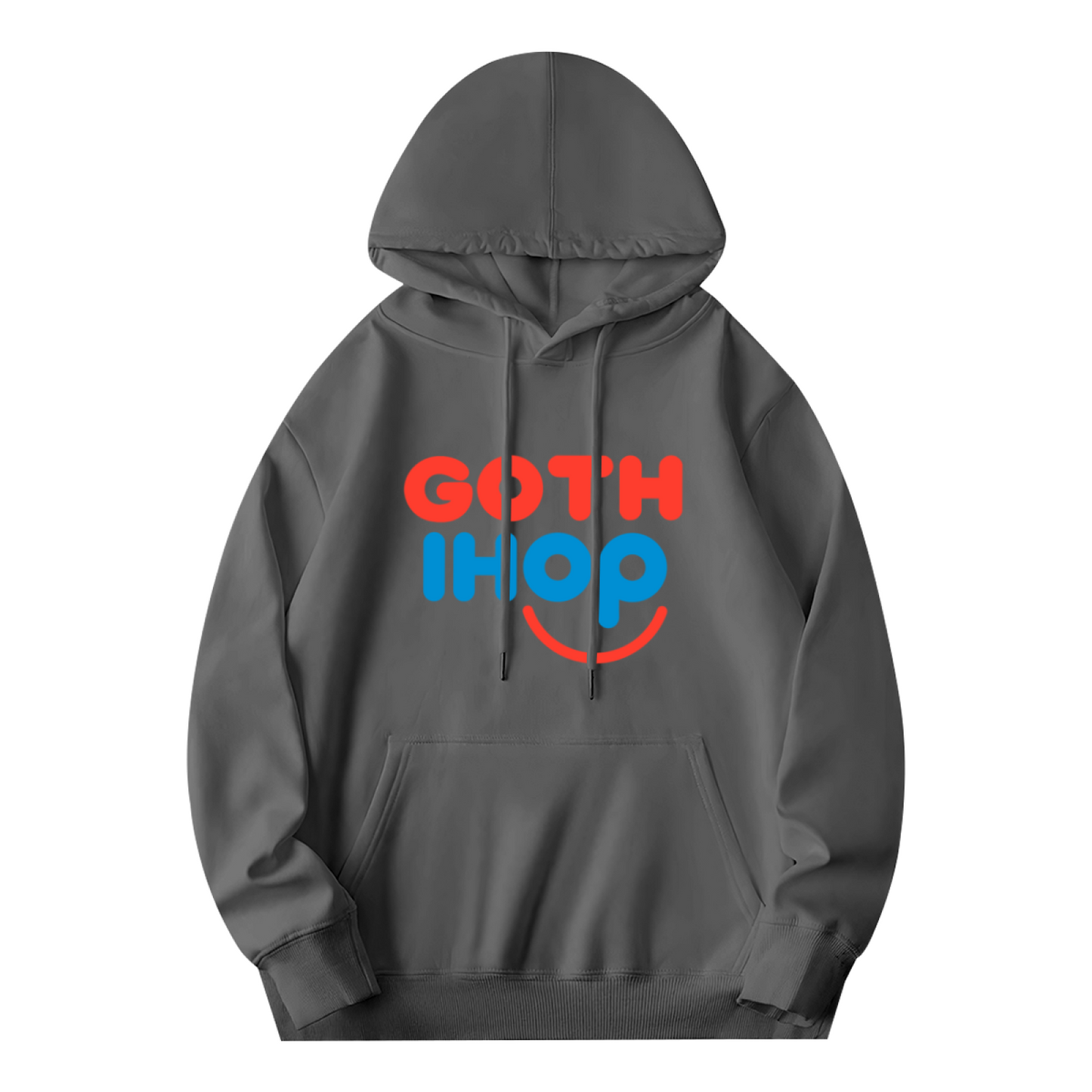 Retro GOTH IHOP Smile Colorful Print Hoodie, Men Daily Comfort Hooded Top