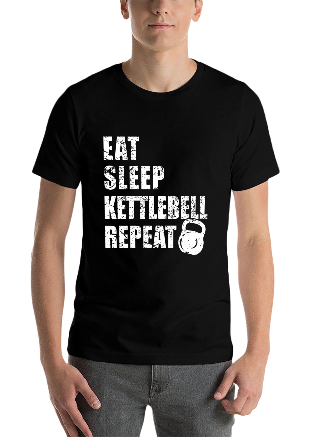 Eat Sleep Kettlebell Repeat Graphic Tee