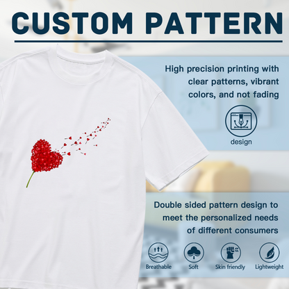 Romantic Heart-Shaped Flower Flying Hearts Plus Size Ladies Tee