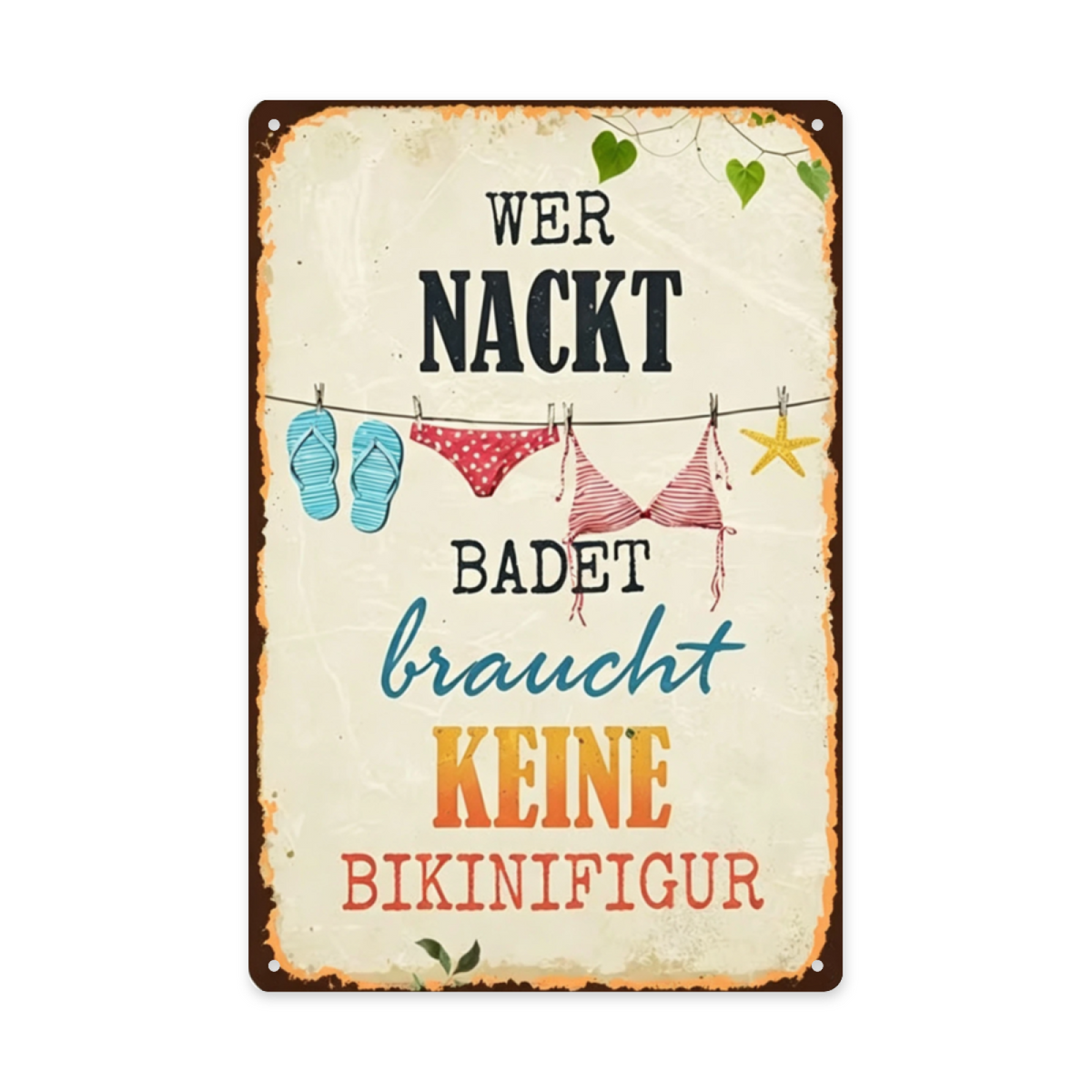 Warm German Quote Wildflower Sunset Vintage Rust Tin Sign