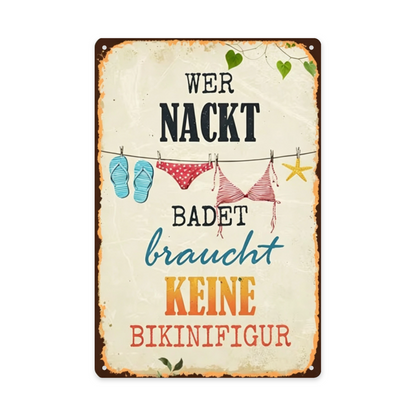 Warm German Quote Wildflower Sunset Vintage Rust Tin Sign