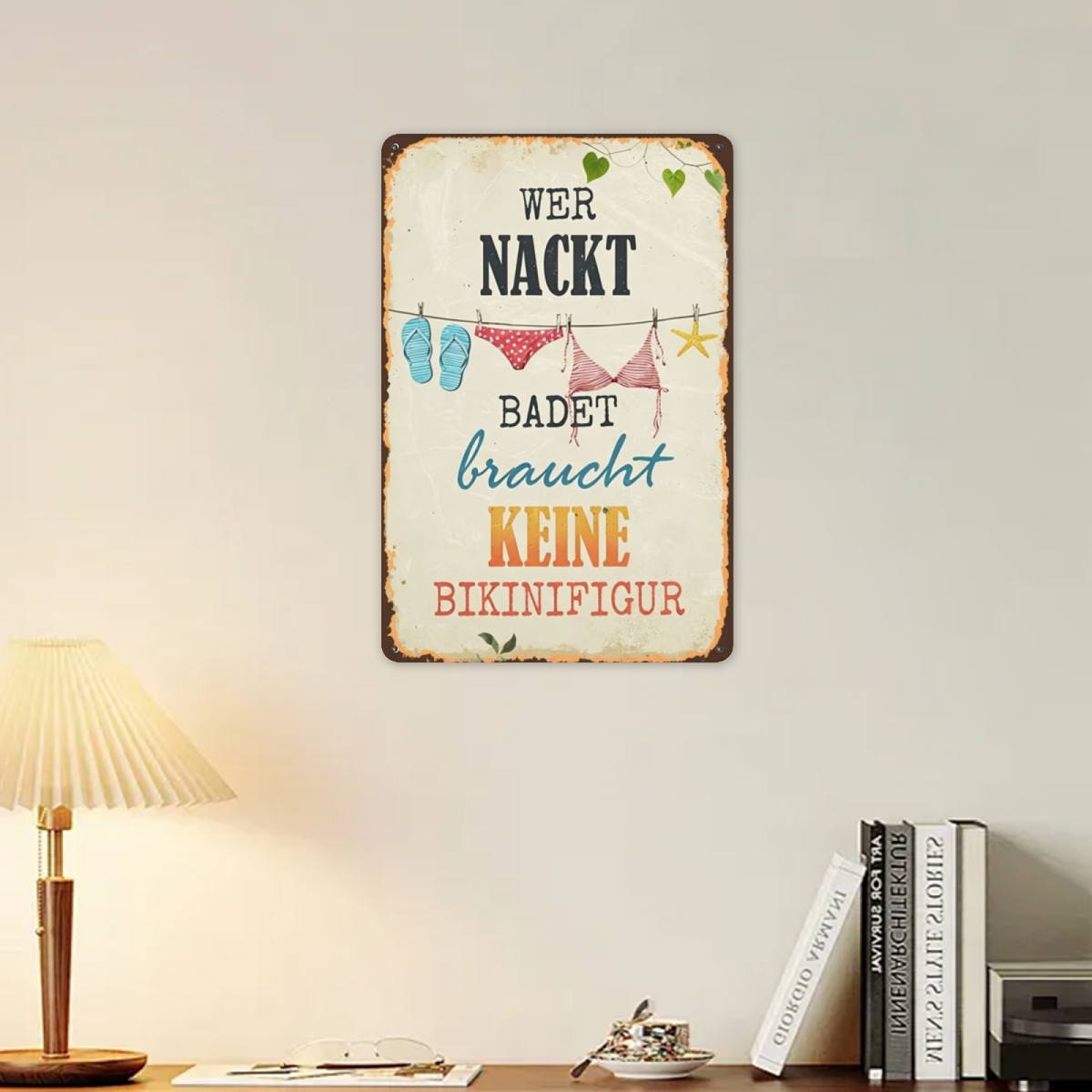 Warm German Quote Wildflower Sunset Vintage Rust Tin Sign