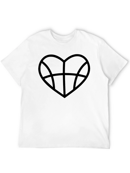 Basketball Heart Graphic Tee - Black Cotton T-Shirt